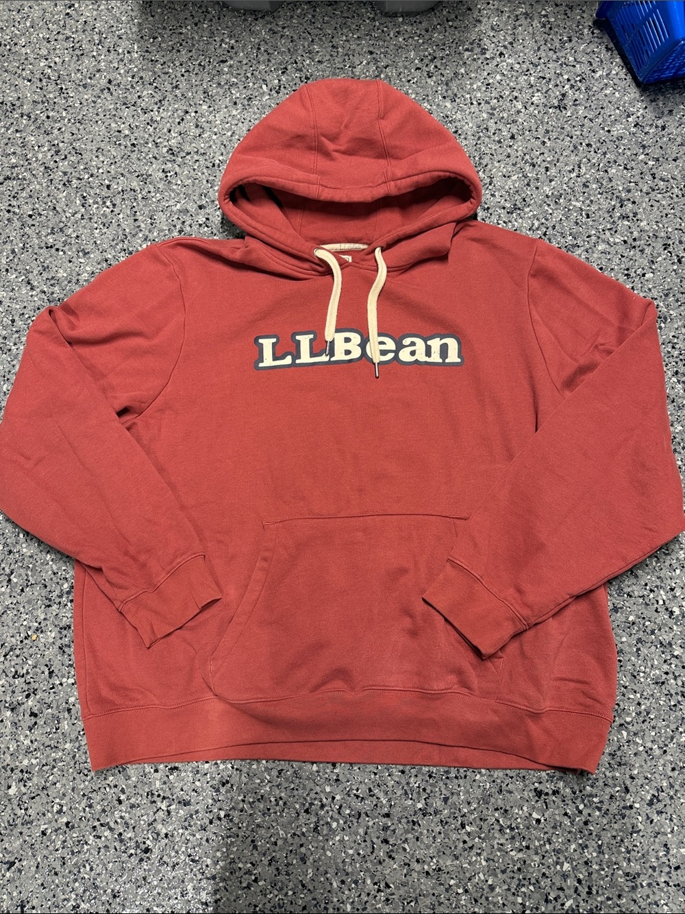 L.L. Bean Rust Red Logo Hooded Pullover